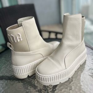 Puma X Fenty Chelsea White Platform Boots